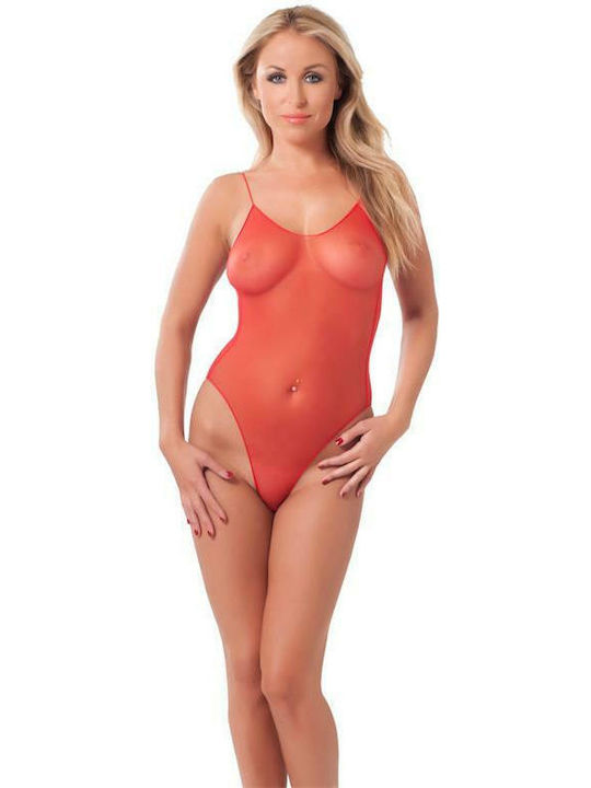 Rimba Amorable Bodystocking with Thin Straps Sexy Κορμάκι με Διαφάνεια Red