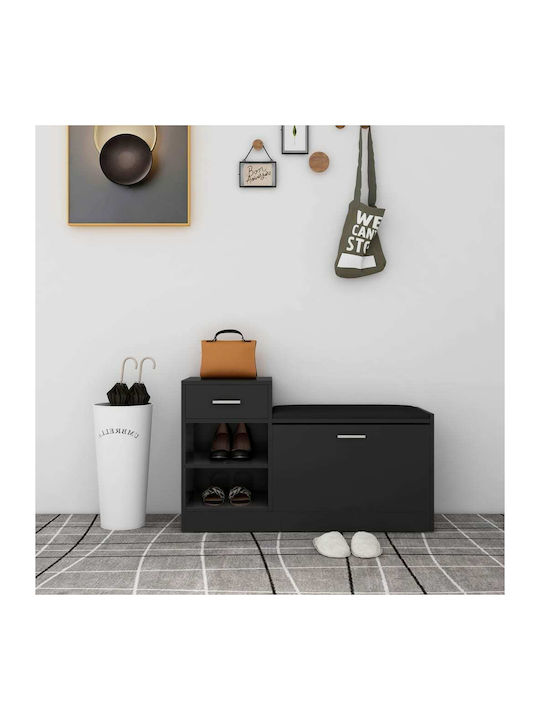Wooden Shoe Organizer with 2 Shelves Black 94.5...