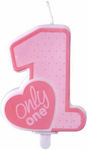 PartyDeco Birthday Candle Number "1" in Pink Color SCU2-1-081