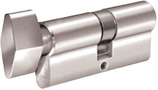 Domus Lock Cylinder 75mm (30-45) with Knob Silver