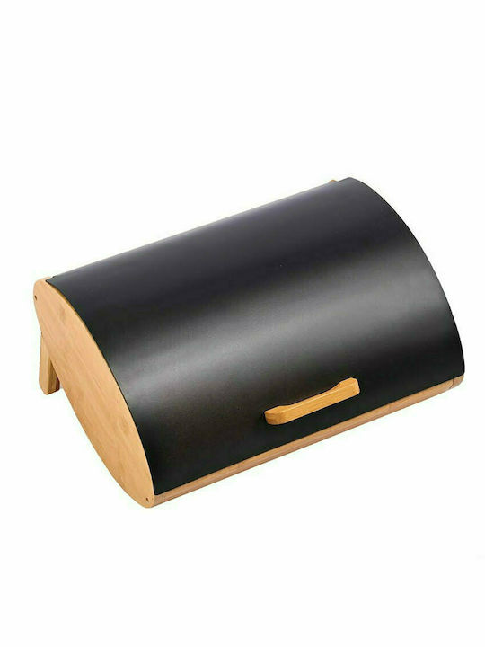 Sidirela Wooden Bread Box with Lid Black Ε-3949