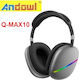 Andowl Q-MAX10 Bluetooth Wireless Over Ear Headphones with Radio with 12 hours of Operation Gray