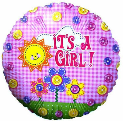 Balloon Foil Girl Birth Round Pink 45cm