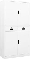 Office Storage Metal Closet with Lock & Drawers Λευκή L90xW40xH180cm