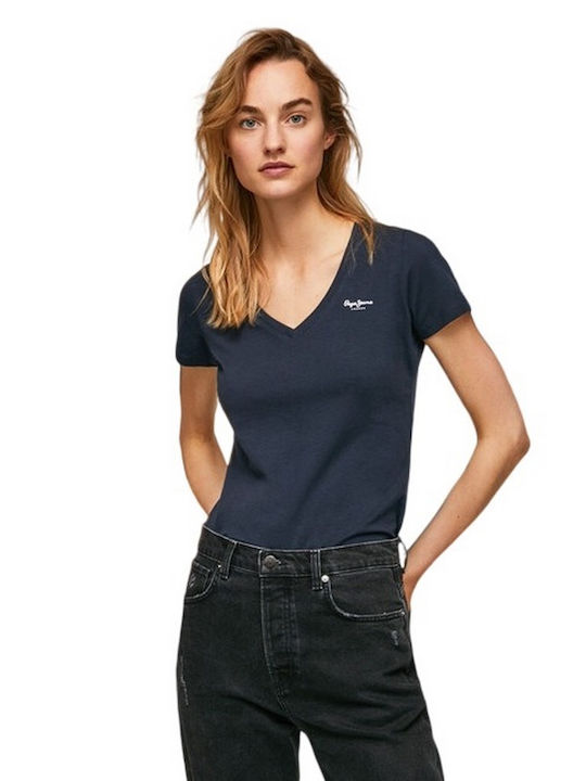 Pepe Jeans Violette Damen T-shirt mit V-Ausschnitt Dulwich