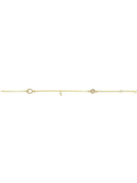 Distinctive gold plated silver bracelet with heart and cross