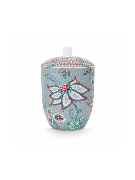 PiP Studio Flower Festival Vase General Use with Lid made of Porcelain Blue 1500ml