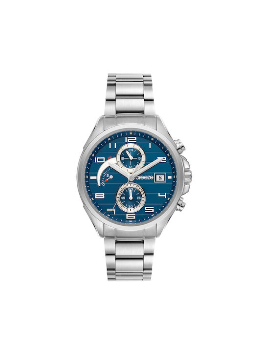 Breeze Nocturna Watch Chronograph Battery with Silver Metal Bracelet