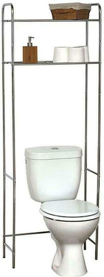 Atmosphera Boden Badezimmerregal Metallisch mit 2 Regalböden 60x27.5x173cm Silber
