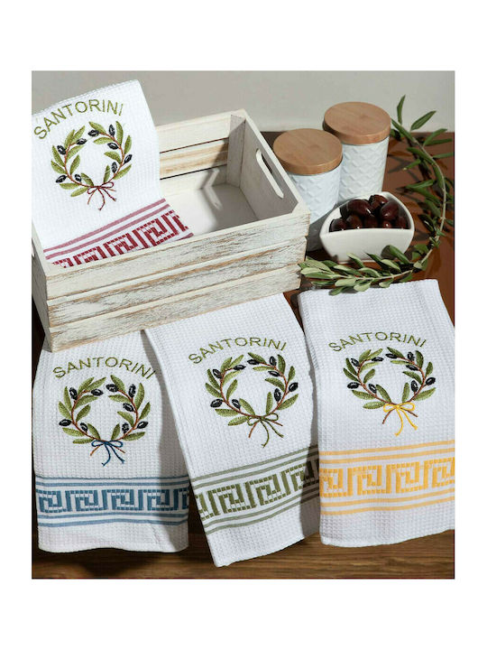 Silk Fashion Santorini Tea Towel in White Color 50x70cm 12pcs