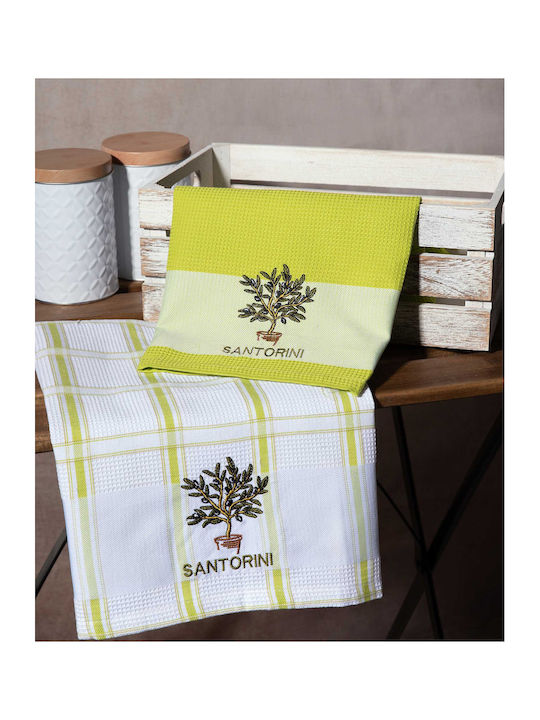 Silk Fashion Santorini Tea Towel in Green Color 50x70cm 2pcs