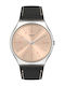 Swatch Smart Stitch Ανδρικό Ρολόι 42mm Μπαταρίας με Μαύρο Δερμάτινο Λουράκι