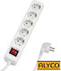 Alyco Power Strip 5 Positions with Switch and Cable 1.4m