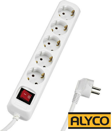 Alyco Power Strip 5 Positions with Switch and Cable 1.4m