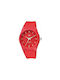 Q&Q Watch Battery with Red Rubber Strap