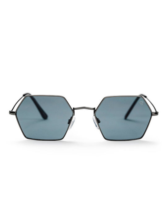 Chpo Jason Sunglasses with Gray Metal Frame and Black Lens 16132XX