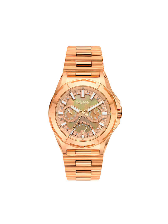 Breeze Elysian Watch Chronograph with Pink Gold Metal Bracelet