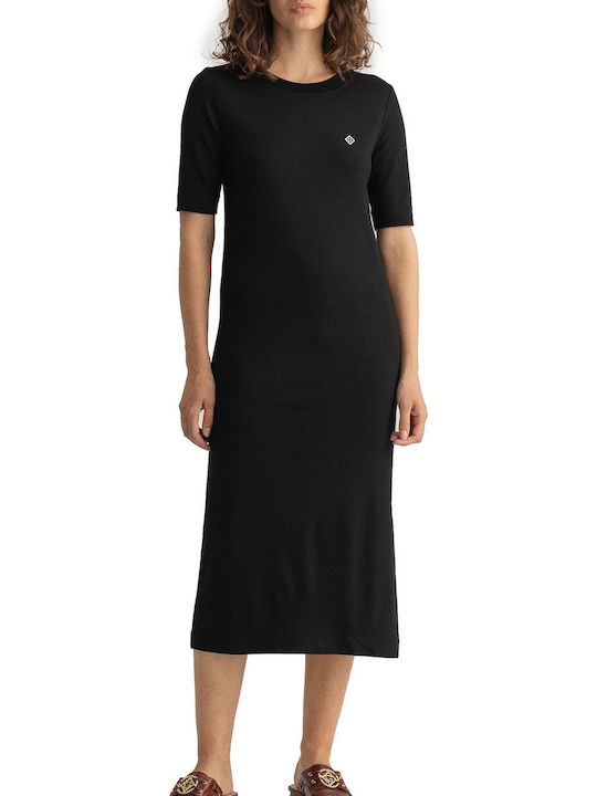 Summer Midi T-Shirt Dress Black