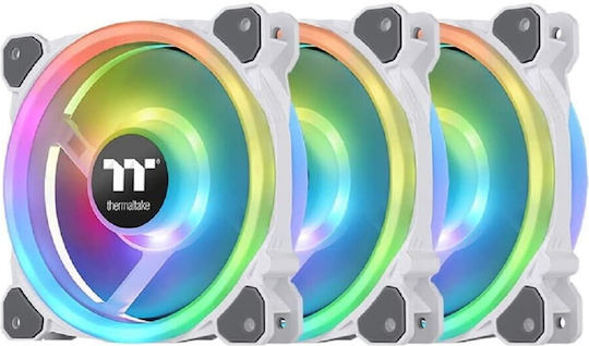 Thermaltake Riing Trio 12 RGB Radiator Fan TT Premium Ventilator Carcasă 120mm cu Conexiune 4-Pin PWM 3buc Alb