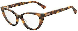 Moschino Plastic Eyeglass Frame Cat Eye Brown Tortoise MOS605 05L