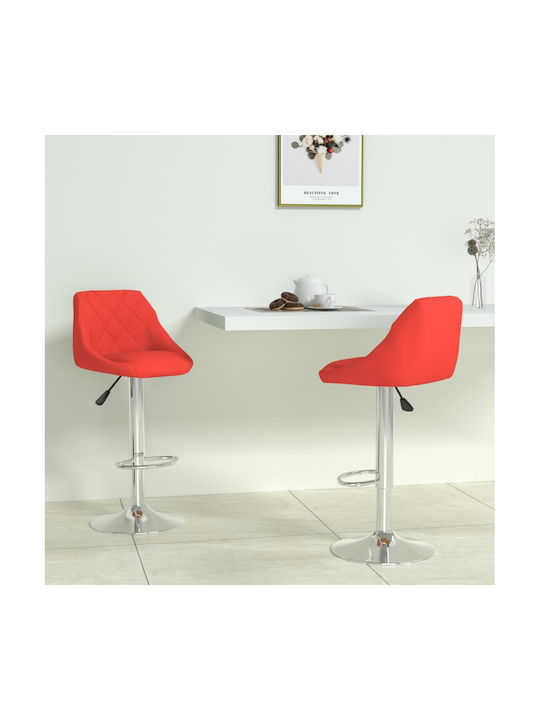 Stool Bar with Back & Adjustable Height Red 2pc...