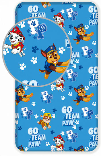 Disney Σεντόνι Μονό με Λάστιχο Paw Patrol Γαλάζιο 90x200cm