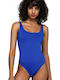 Blu4u Wide Strap Open Back Padded Swimsuit Blue
