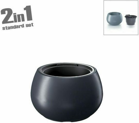 Marhome Heos Саксия Пластмаса Черен 37x37x23εκ.