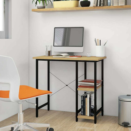 Schreibtisch Holz Natural - Black mit Metallbeinen 80x40x72cm