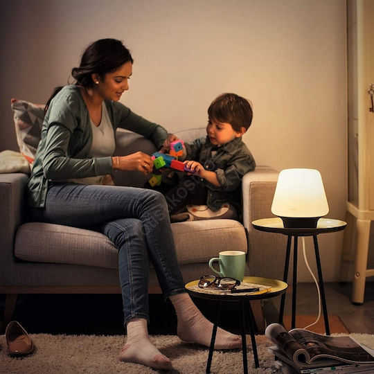 Philips Γυάλινο Πορτατίφ για Ντουί E27 με Λευκό Καπέλο και Μαύρη Βάση
