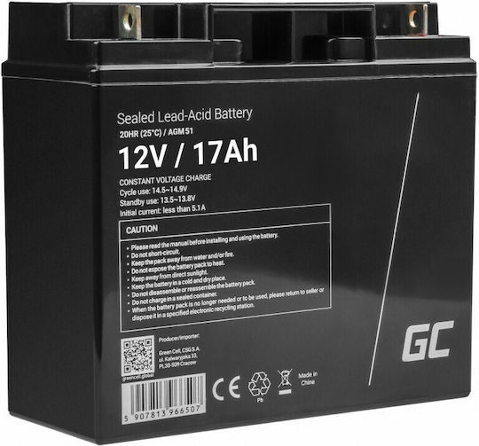 Green Cell Батерия UPS с Капацитет 17Ах и Напрежение 12V AGM51 1бр