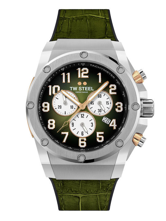 TW Steel Ace Genesis Limited Edition Ceas Barbati 44mm Cronograf Baterie cu Curea din Piele Verdetă