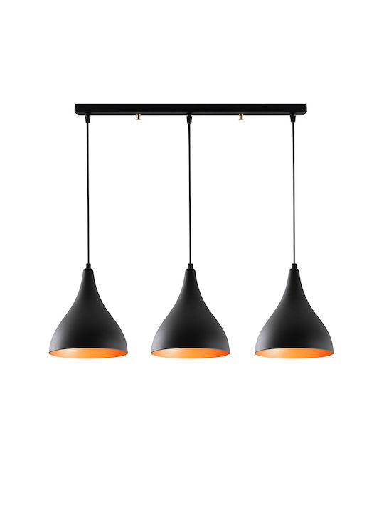 Sheen Berceste Pendant Light Three-Light Rail for Socket E27 Black