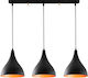 Sheen Berceste Μοντέρνο Κρεμαστό Φωτιστικό Τρίφωτο Ράγα με Ντουί E27 σε Μαύρο Χρώμα