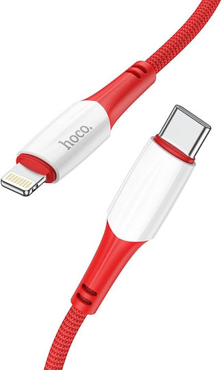 Hoco X70 Плетена USB-C към Lightning кабел 20W Червен 1м