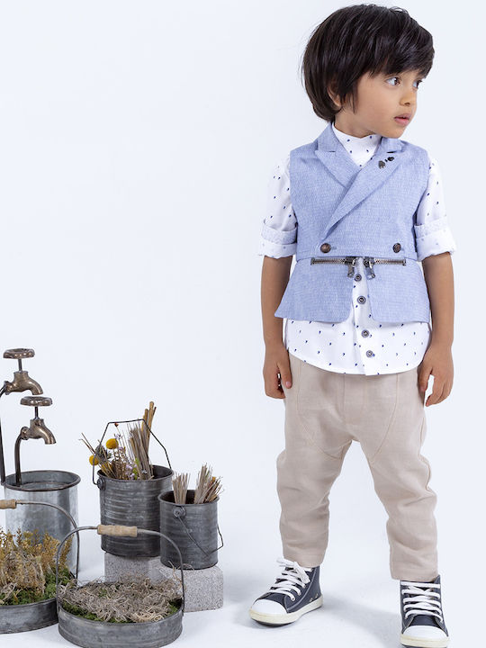Baby u Rock Βαπτιστικό Κοστούμι με Γιλέκο για Αγόρι "Indigo" Λινό 4τμχ