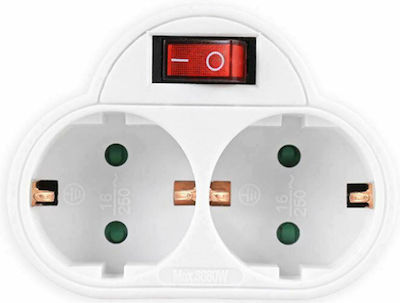 Lamtech 2-Outlet T-Shaped Wall Plug White