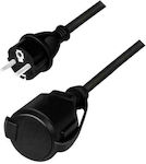 LogiLink Waterproof Extension Cable Cord 3x1.5mm²/3m Black