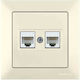 Mutlusan Candela Doppelter Netzsteckdose RJ45 mit Rahmen Typ Cat6 in Beige Farbe 12287
