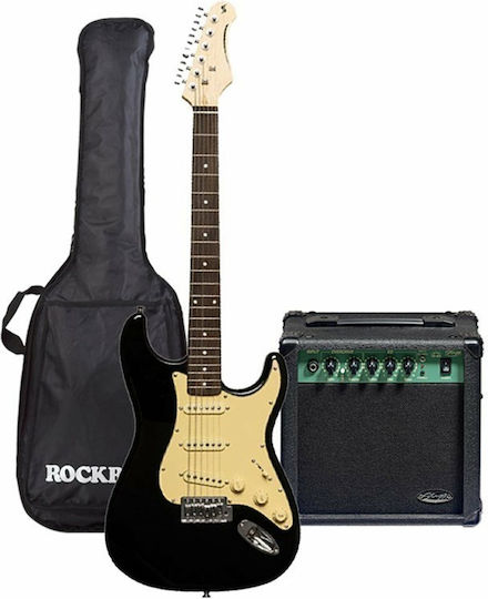 Stagg SES-30 Комплект Електрическа Китара с SSS Конфигурация на Пикапите Черно с Калъф