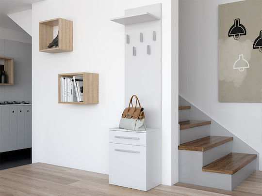 Duo Entry Furniture with Hanger & Shoe Rack White 50x27x124cm
