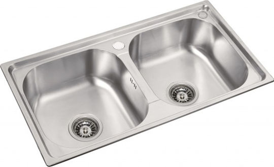 ICK7641 Ένθετος Νεροχύτης Inox Σατινέ Μ76xΠ41cm Ασημί