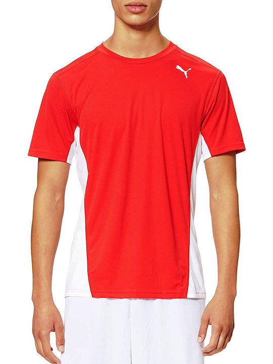 Puma Cross The Line Bărbați T-shirt Sportiv cu Mânecă Scurtă Roșu