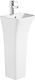 Vinci Square Slim Standwaschbecken Porzellan 34x34x84cm Weiß