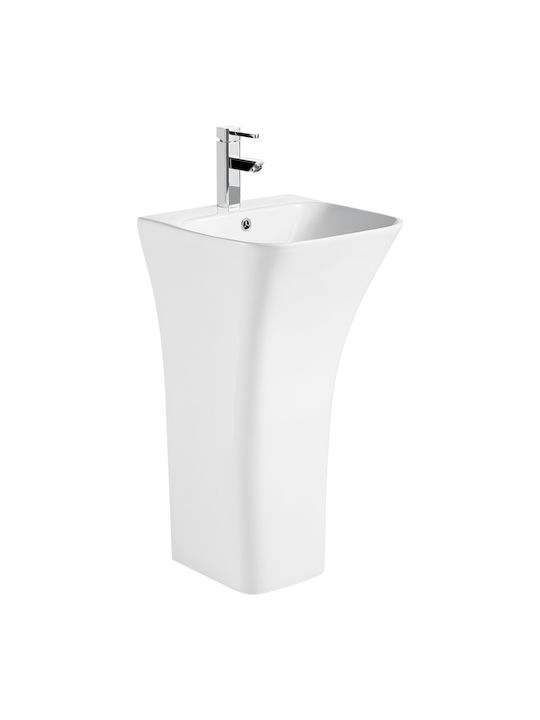 Vinci Square Slim Chiuvetă De Podea Din Porțelan 45x45x84cm Albă