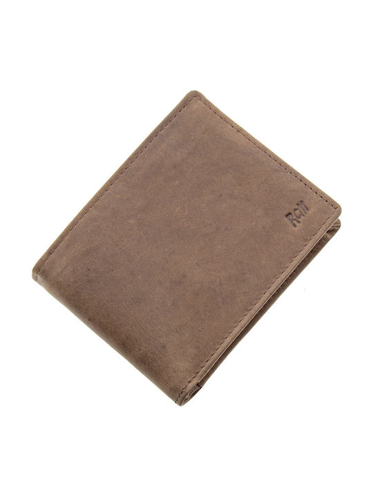 RCM Men's Leather Wallet Coffee Open