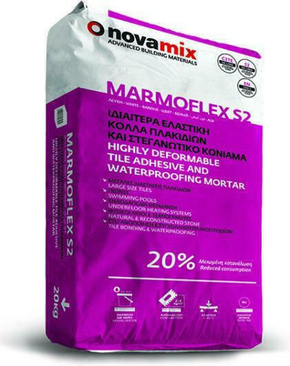Novamix Marmoflex S2 Κόλλα Μαρμάρων & Γρανιτών Λευκή 20kg