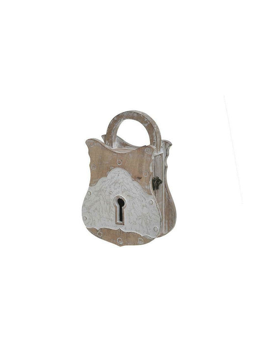 Inart Wall Key Hook Wooden Natural White 2 Hooks
