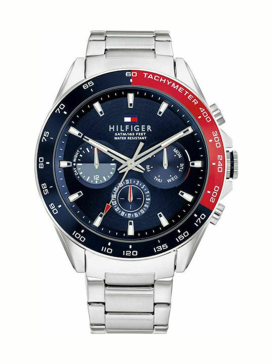 Tommy Hilfiger Owen Men's Watch 46mm Battery Chronograph With Silver Steel Bracelet