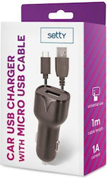 Setty Зарядно за кола с Порт 1xUSB-A и Кабел Micro-USB